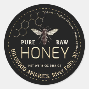 Adesivo Queen Bee Honey Jar Label Puro Raw