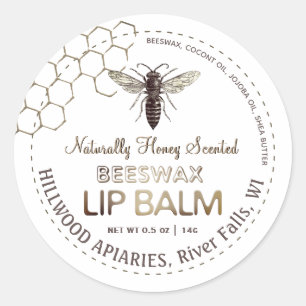 Adesivo Queen Beeswax Lip Balm Label Honeycomb