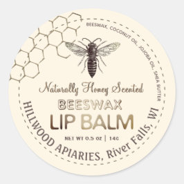 Adesivo Queen Beeswax Lip Balm Label Honeycomb