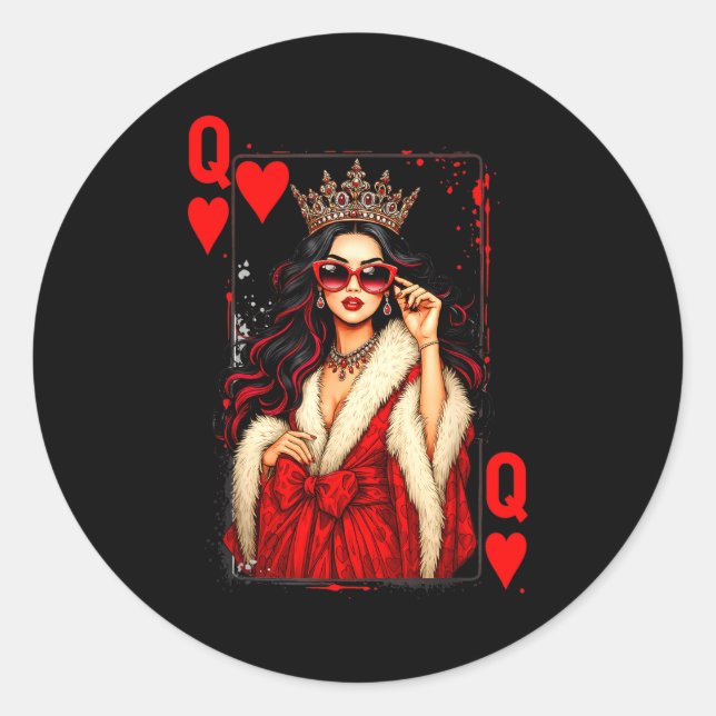 Adesivo Queen Of Heart Playing Card Love Valentine Outfit  (Frente)