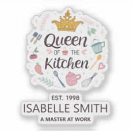 Adesivo Queen of the Kitchen Custom Name Design
