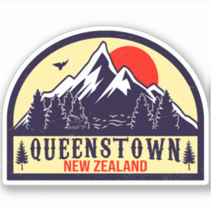Adesivo Queenstown Nova Zelândia Vintage Retro Mountain