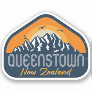 Adesivo Queenstown Nova Zelândia Vintage Retro Mountain sk
