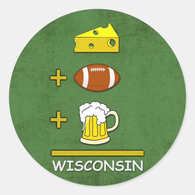 Adesivo Queijo e Futebol e Cerveja é Wisconsin Engraçado (Frente)