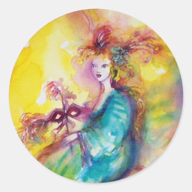 Adesivo QUEIMANDO A Dança Mascarada DE CARNIVAL/Veneza (Frente)