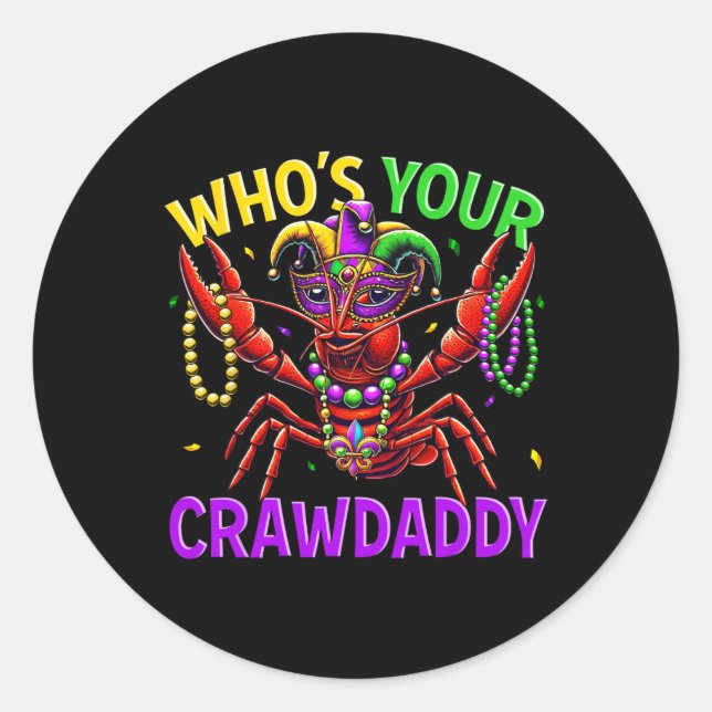 Adesivo Quem Seu Crawaddy Crawfish Jester Bead Hat Mardi (Frente)