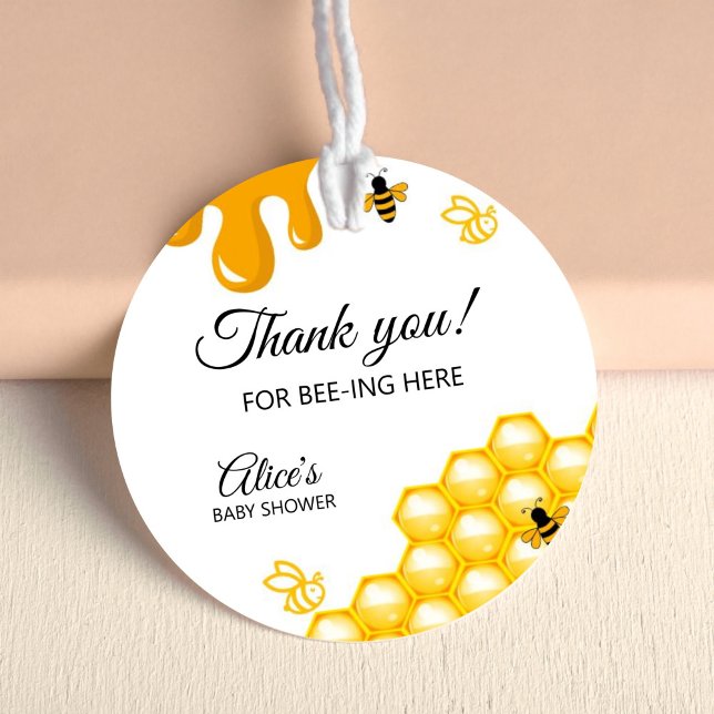 Adesivo Querida Abelha Chá de fraldas Abelhas Obrigado (Bee Baby Shower Favor Tag, Honey Bee Baby Shower Round Stickers)