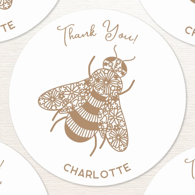 Adesivo Querida Bee Personalizada Obrigado (Personalized honey bee thank you stickers)