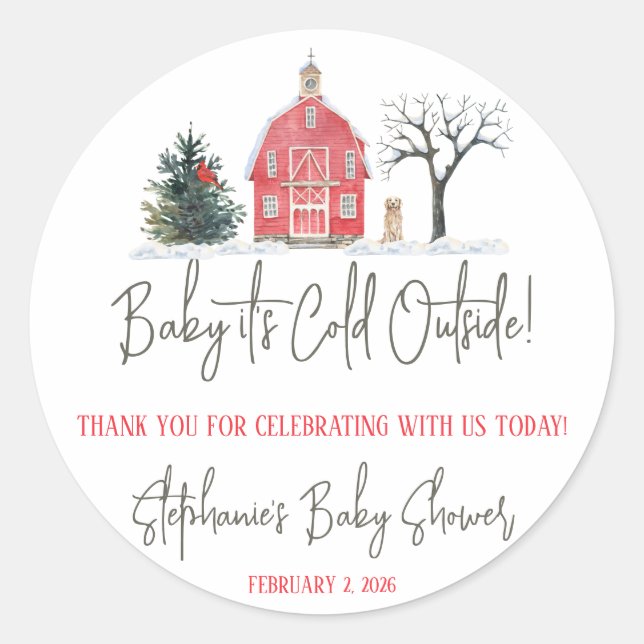 Adesivo Querida, está frio lá fora, Chá de fraldas de inve (Frente)