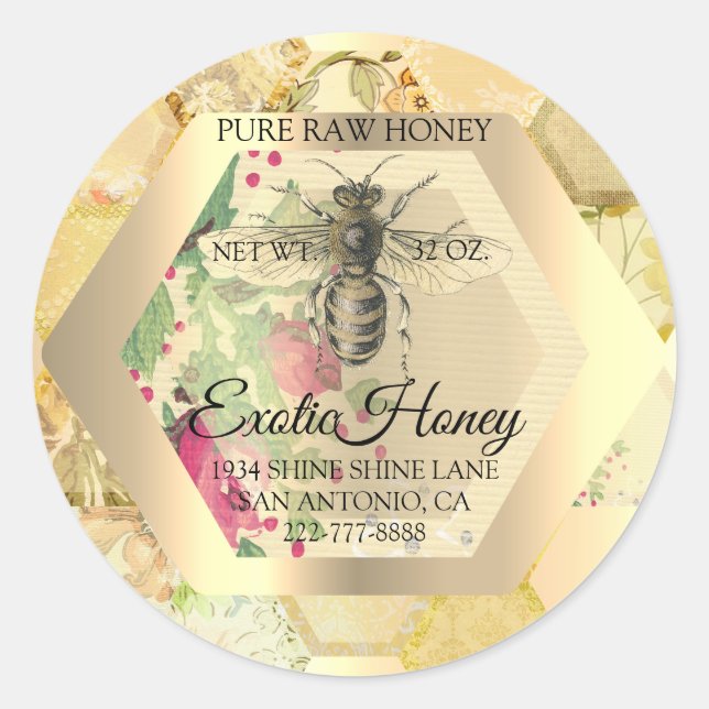 Adesivo Querida Jar Honeybee Honeycomb Abelha Apiary Doura (Frente)