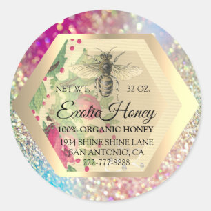 Adesivo Querida Jar Honeybee Honeycomb Dourado GREE Rosa A