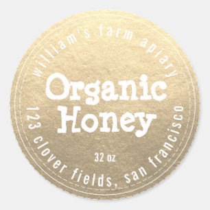 Adesivo Querida Jar Label Honeybee Apiary Dourado