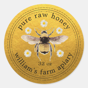 Adesivo Querida Jar Label Honeybee Apiary Dourado