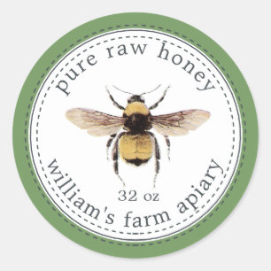 Adesivo Querida Jar Label Honeybee Apiary Meadow Green