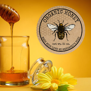Adesivo Querida Jar Labels Honeybee Honeycomb Abelha Apiar