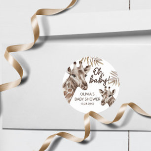 Adesivo Querida mamãe e bebê Girafa Chá de fraldas neutro