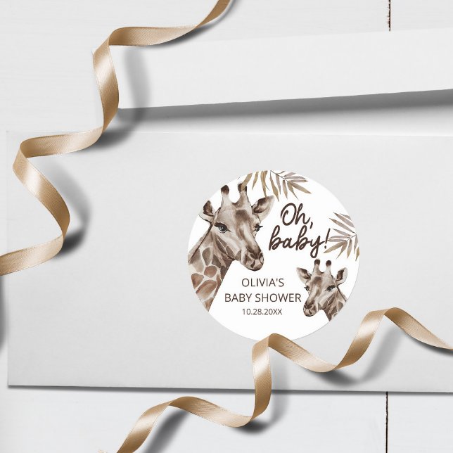 Adesivo Querida mamãe e bebê Girafa Chá de fraldas neutro (Criador carregado)