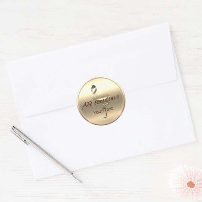 Adesivo Querido Flamingo Dourado Adicionar Texto Personali (Envelope)