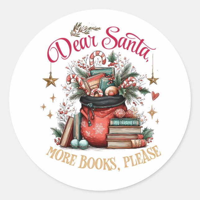 Adesivo Querido Papai Noel, Mais Livros Por Favor (Frente)