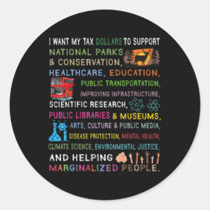 Adesivo Quero Que Os Meus Dólares Fiscais Apoiem Os Parque