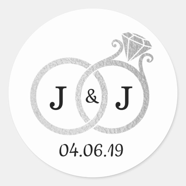 Adesivo Quic Faux Silver Foil Monogramas Casamentos (Frente)