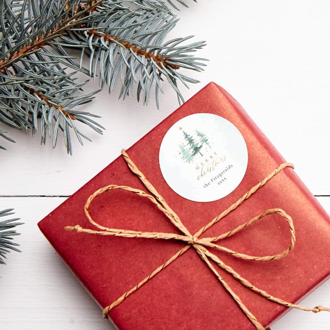 Adesivo Quic Watercolor Pine Trees Feliz Natal (Criador carregado)