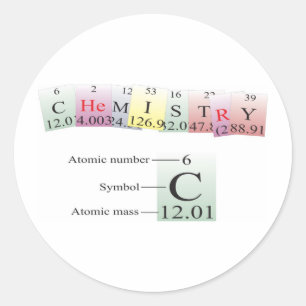 Adesivo Química soletrada com elementos