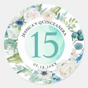 Adesivo Quince, Quinceañera, Selo/Favor de Envelope Aquát
