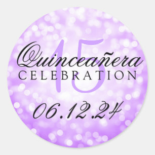 Adesivo Quinceanera 15 Birthday Purple Bokeights