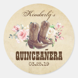 Adesivo Quinceañera 15 Birthday Western Cowboy Boots