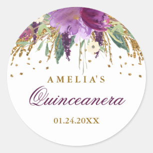 Adesivo Quinceanera Amethista Brilhante Glitter