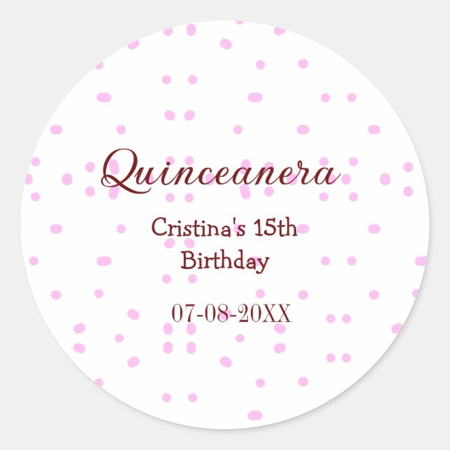 Adesivo Quinceanera anos 15 de aniversário adicione nome p (Frente)