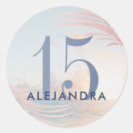 Adesivo Quinceañera Beach 15 Birthday Favor