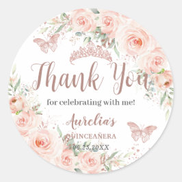 Adesivo Quinceanera Blush - Borboletas Douradas Rosa