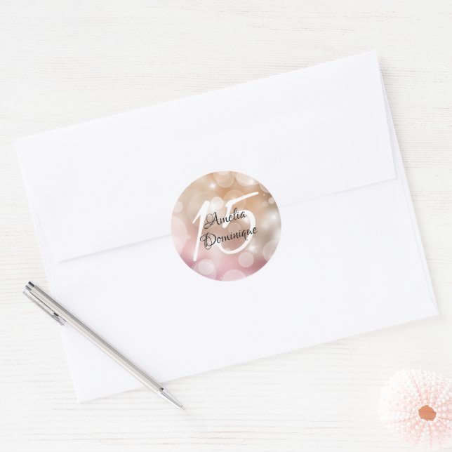 Adesivo Quinceanera Blush Pink Bokeh (Envelope)