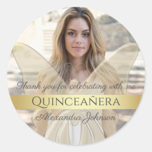 Adesivo Quinceanera Borboleta Dourada Elegante Foto