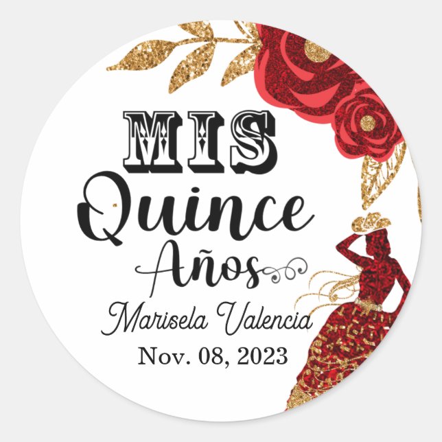 Adesivo Quinceanera Burgundy Dourada Cowgirl Sticker (Frente)