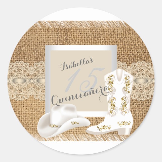 Adesivo Quinceanera Burlap Lace Cowgirl (Frente)