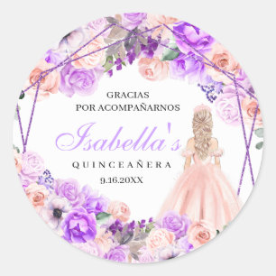 Adesivo Quinceanera Clássica, Rosa E Púrpura, Quiloceanera