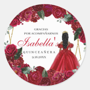 Adesivo Quinceanera Clássica, Vermelha e Dourada, Ronda St