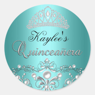 Adesivo Quinceanera Damask Pérola Prata e Azul Tur