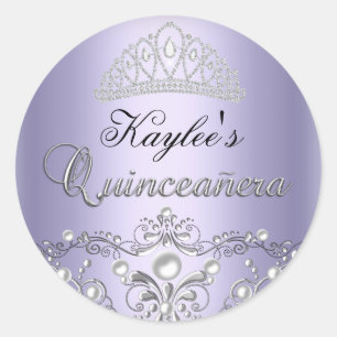 Adesivo Quinceanera Damask Pérola Prata e Roxo