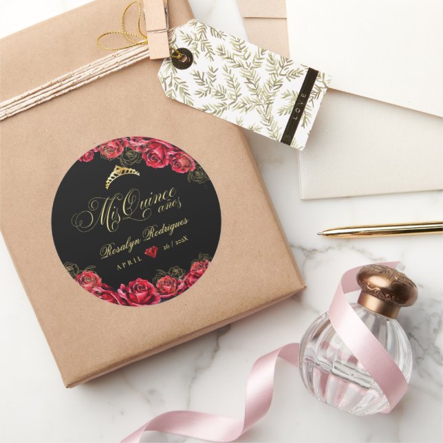 Adesivo Quinceanera - diamante vermelho-preto (Presentear)