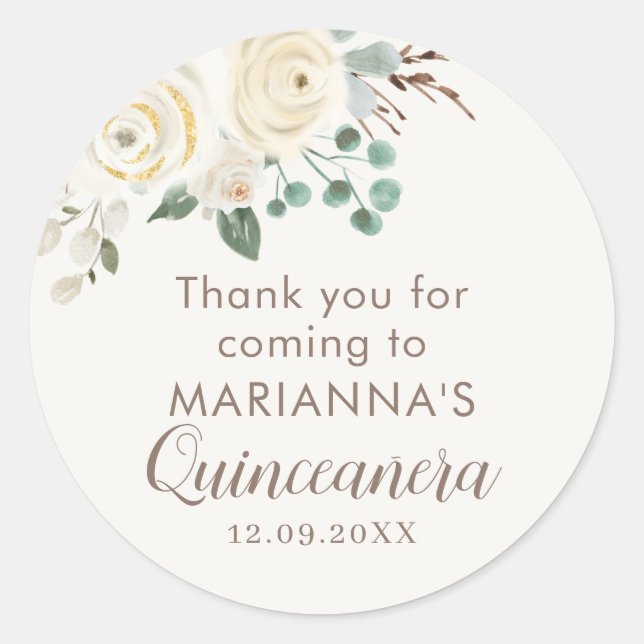 Adesivo Quinceanera Dreamy White Floral Stickers (Frente)