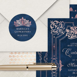 Adesivo Quinceanera Elegante - Coroa Rosa Tiara Rosa