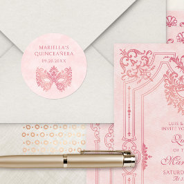 Adesivo Quinceanera Elegante de Mascarada rosa