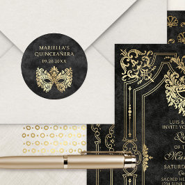 Adesivo Quinceanera Elegante Mascarada preto