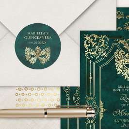 Adesivo Quinceanera Elegante Mascarada Verde