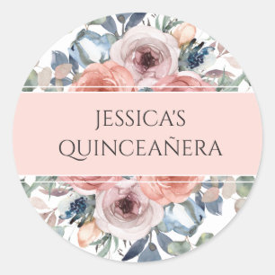Adesivo Quinceañera, Envelope Selo/ Favor Floral Blissful