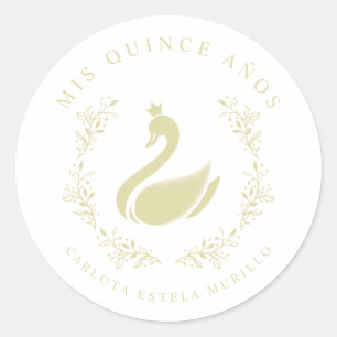 Adesivo Quinceañera - Espanhol Amarelo e Dourado - Cisne 